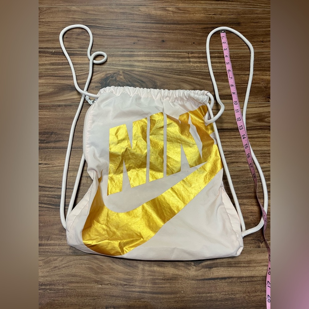 Nike Rose Gold swoosh thick rope string gym bag